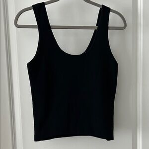 Vince Stretchy Ribbed Black Tank Top